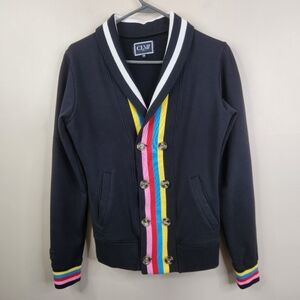 CLVII Paris Womens Long Sleeve Rainbow Striped Double Breasted Cardigan XS